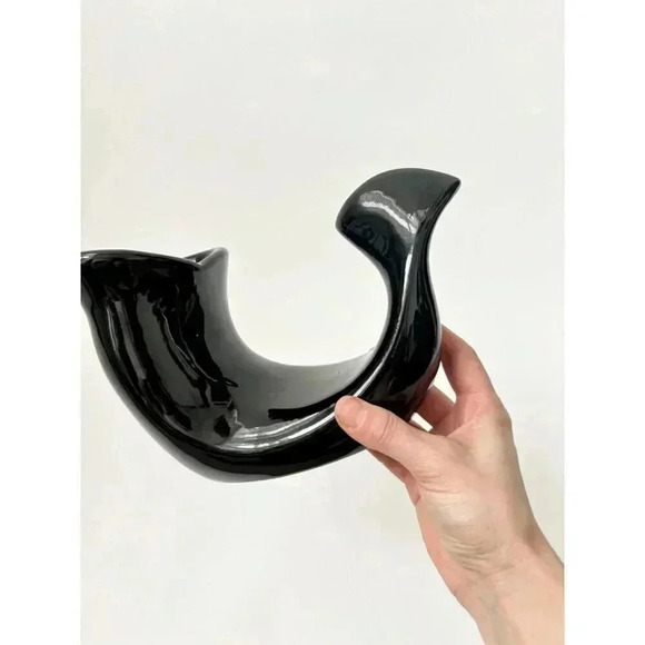 Midcentury Modern Fish Shaped Vintage Ceramic Black Ash tray / Catchall Dish - Picture 9 of 9